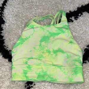 lululemon athletica energy Neon Green Tie-Dye high neck Sports Bra 4